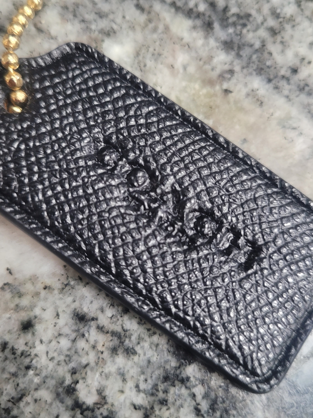 Coach Black Textured Leather Hang Tag